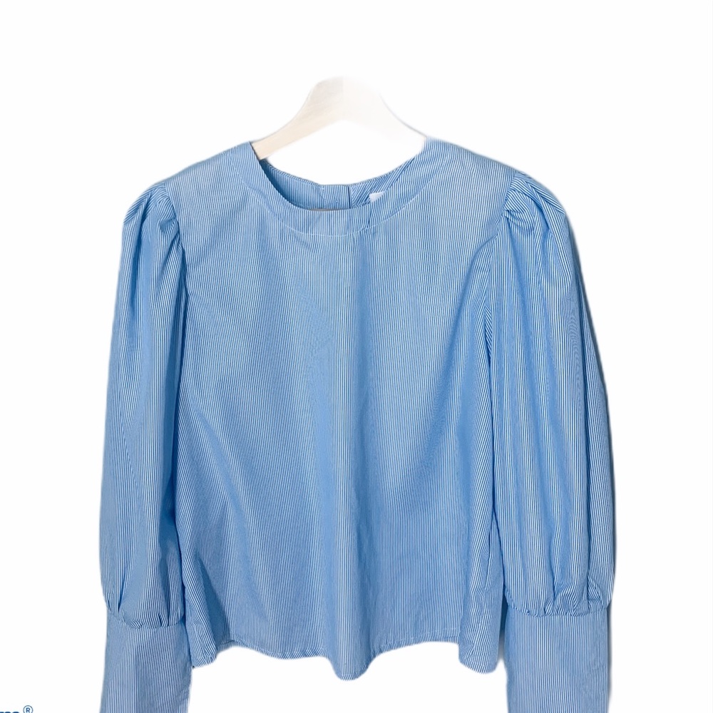 Missguided long sleeve striped blue white blouse